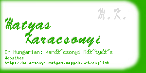 matyas karacsonyi business card